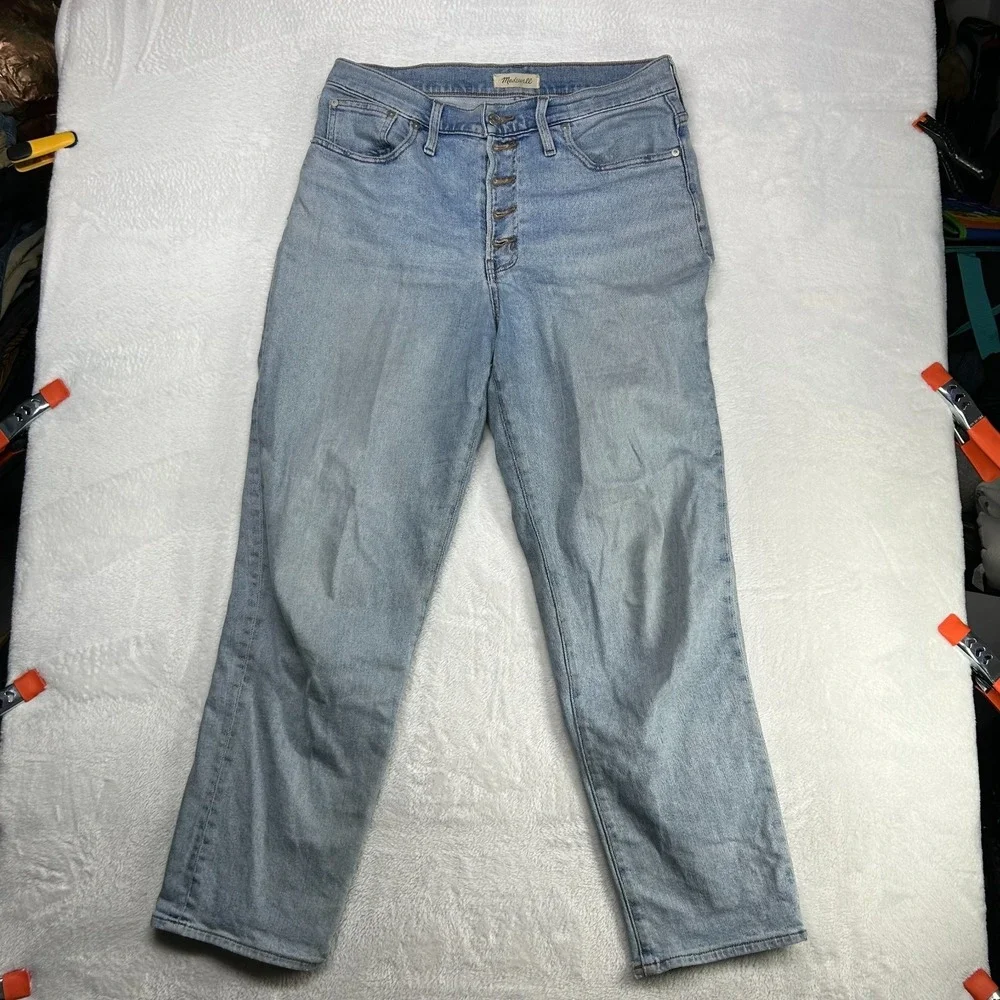 Madewell The Perfect Vintage Straight Jeans Mens Blue Denim Button Fly - 33X29.5